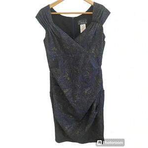 Alex Evenings Blue Rouch Blue Cocktail Dress